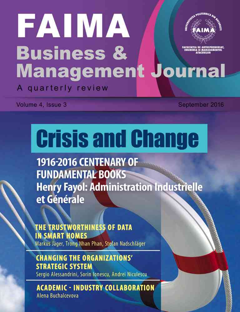 FAIMA Business & Management Journal – volume 4, issue 3 – September 2016 Editura NICULESCU imagine noua